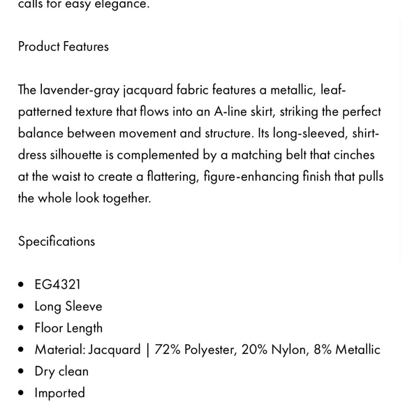 Badgley Mischka Jacquard Shirt Gown size 2 NWT - Picture 4 of 7